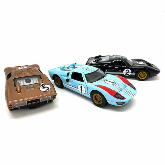 KiNSMART GT40 MKII Heritage blue with open doors, ideal for display