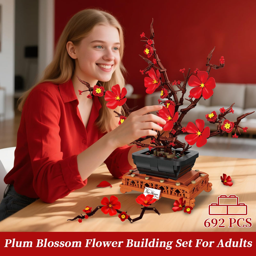 Kiothdre Plum Blossom bouquet in pot demonstrates sturdy display for shelves or desks