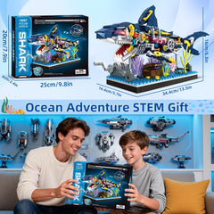 Kiothdre Shark Building Set desk decor display for a stylish tech-inspired space.
