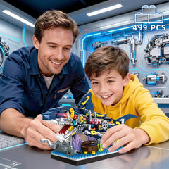 Kiothdre Shark Building Set mechanical design with exposed gears invites curiosity.