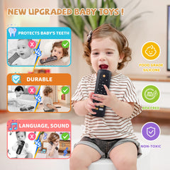 KIRALUMI baby tv remote toy side view showing lightweight design for small hands