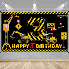 Kircirx excavator banner front view with bold 3 for quick party setup.