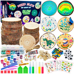 Kirkotoy wood slices for DIY art projects—bright colors inspire creativity.