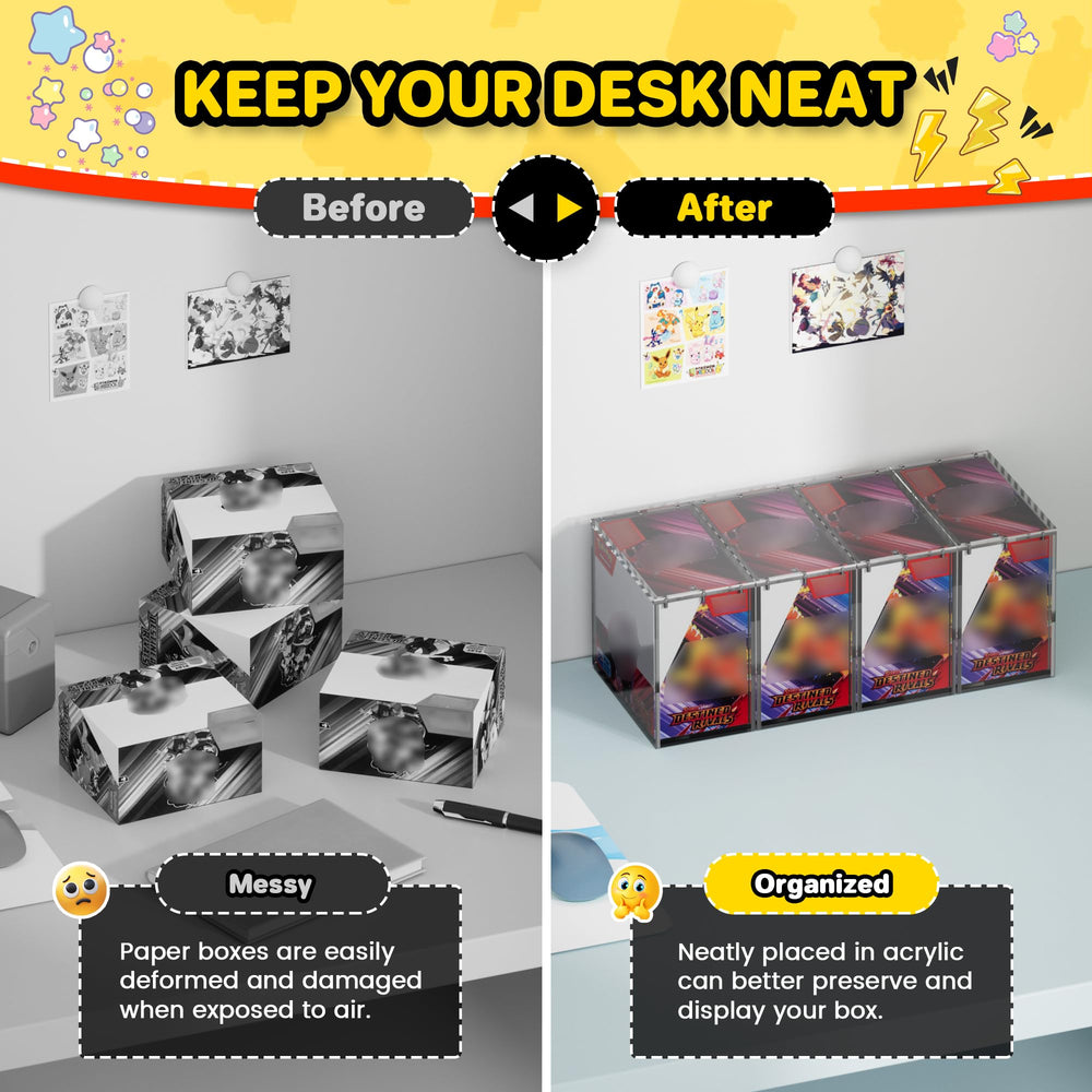 Kisbox PKMN booster box acrylic case offers 360-degree clarity for full viewing.