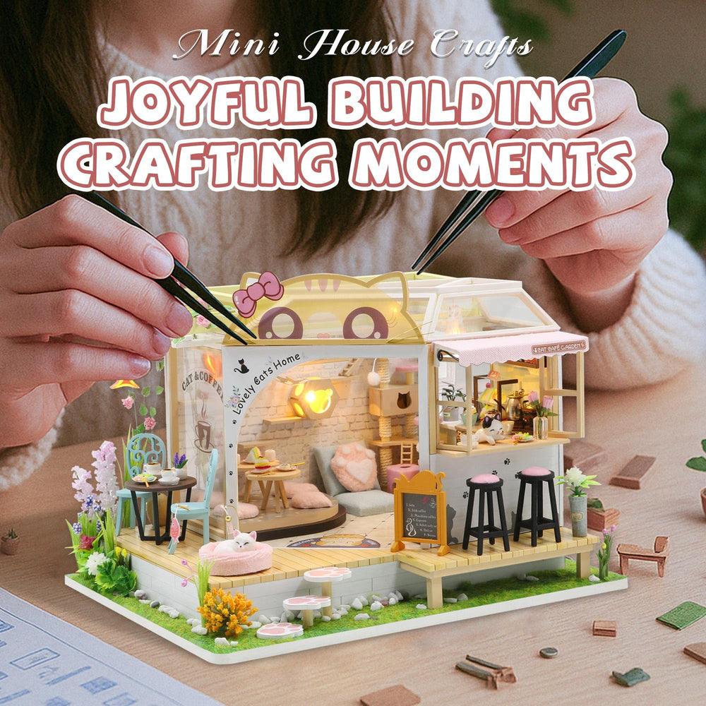 Kisoy Cat Cafe Garden miniatures add charming cafe details to the scene.