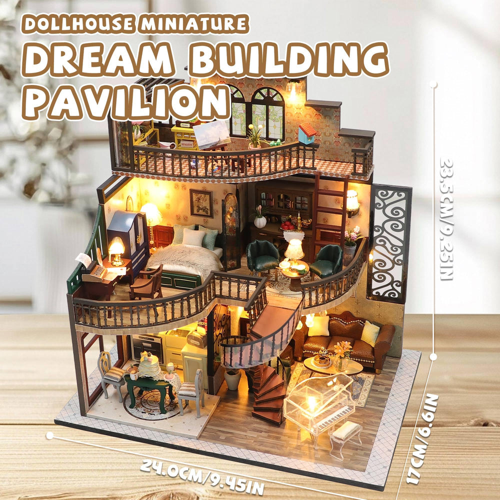 Kisoy DIY Miniature House Kit LED-lit display showing cozy lighting