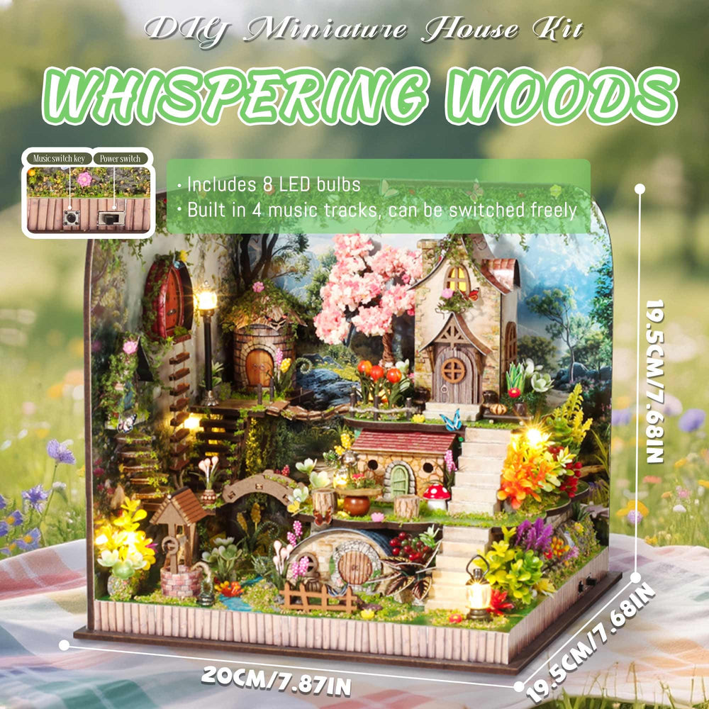 Kisoy Whispering Woods interior with miniature furniture highlights cozy, ready-to-play spaces.