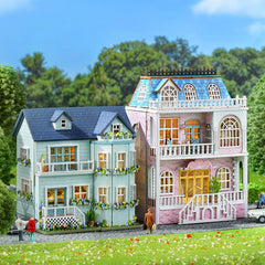 Kisoy dollhouse interior scene with lighting for ambient display.