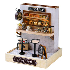 Kisoy dollhouse miniature Coffee Time scene for shelf decor and imagination