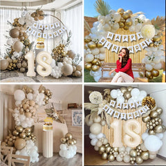 KISPATTI white-gold tablecloth provides a chic base for cake and centerpieces.