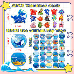 Kiss Monkey valentines cards with sea animals, durable and kid-friendly.