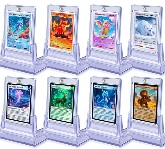 Kitoyz magnetic card holders securely display trading cards with easy access.