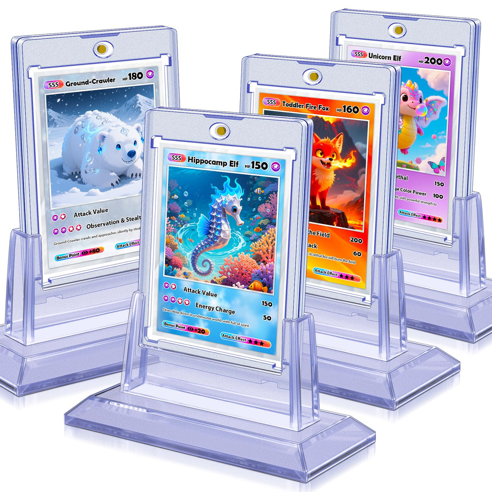 Kitoyz magnetic card holder 4-pack for safe display of trading cards
