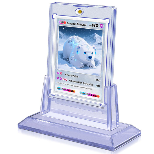 Kitoyz magnetic card holder with base displaying a card collection clearly
