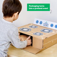 KiwiCo Bake-a-Cake recipe cards guide steps and fractions playfully.