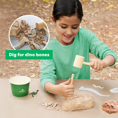KiwiCo fossil impressions clay set creating detailed fossil textures