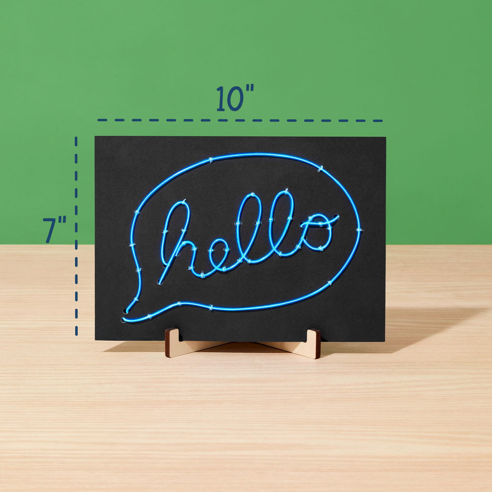 KiwiCo Light-Up Wire Art Kit hang tabs enable simple display of two signs.