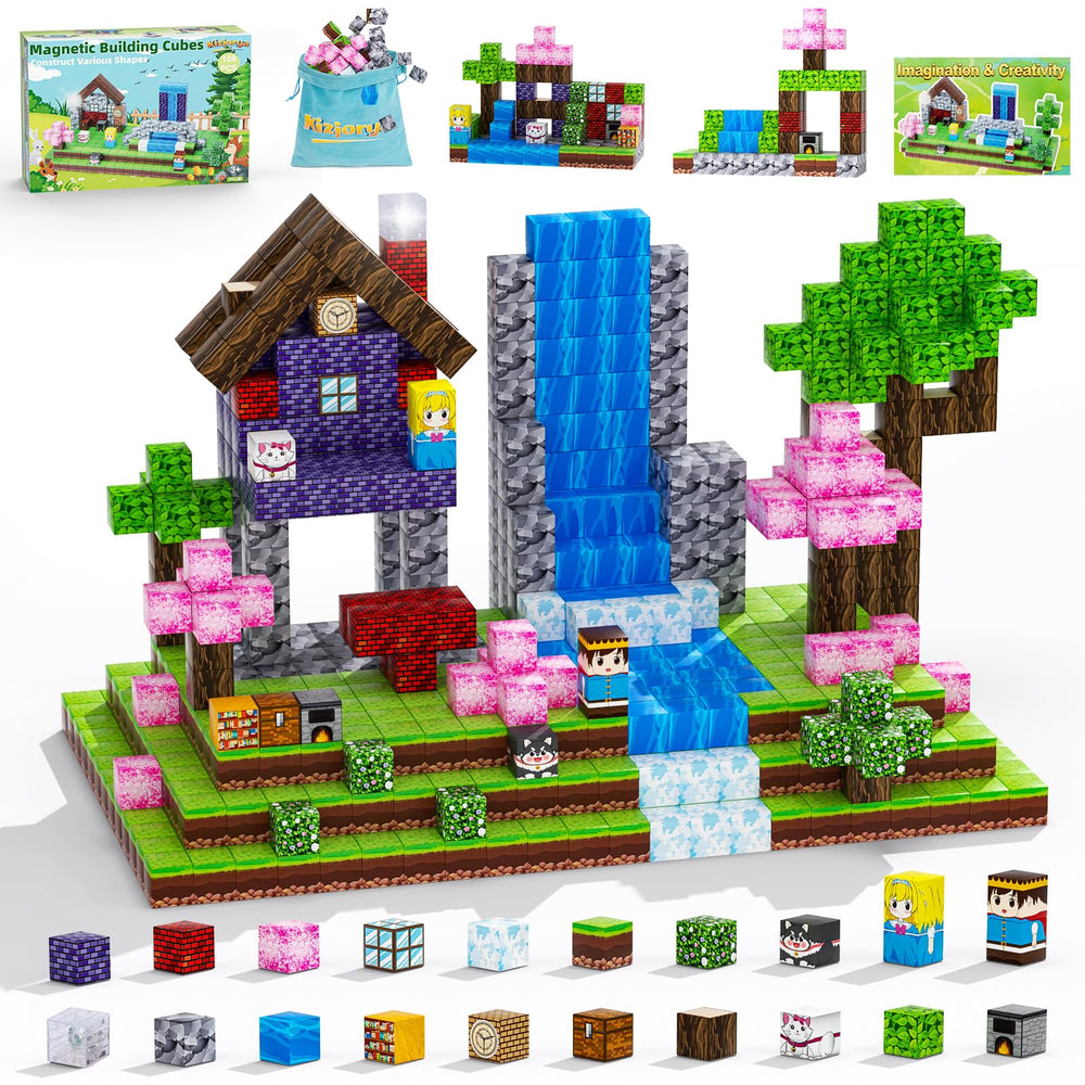 KIZJORYA 108pcs magnetic blocks forest world set boosts imaginative construction.