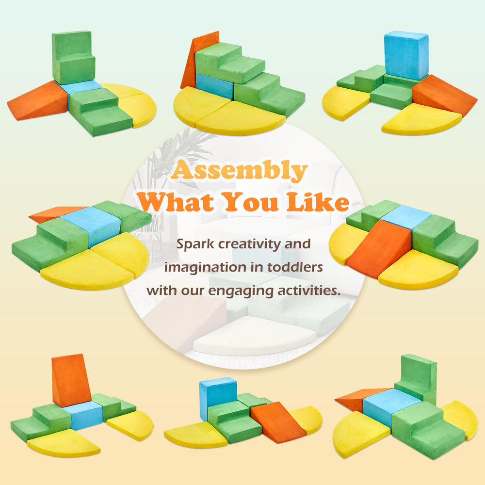 KIZLAND toddler climbing toys provide educational shapes and color recognition through stacking.
