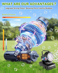 Kizmore Bubble Machine indoor-outdoor versatility for flexible setup.
