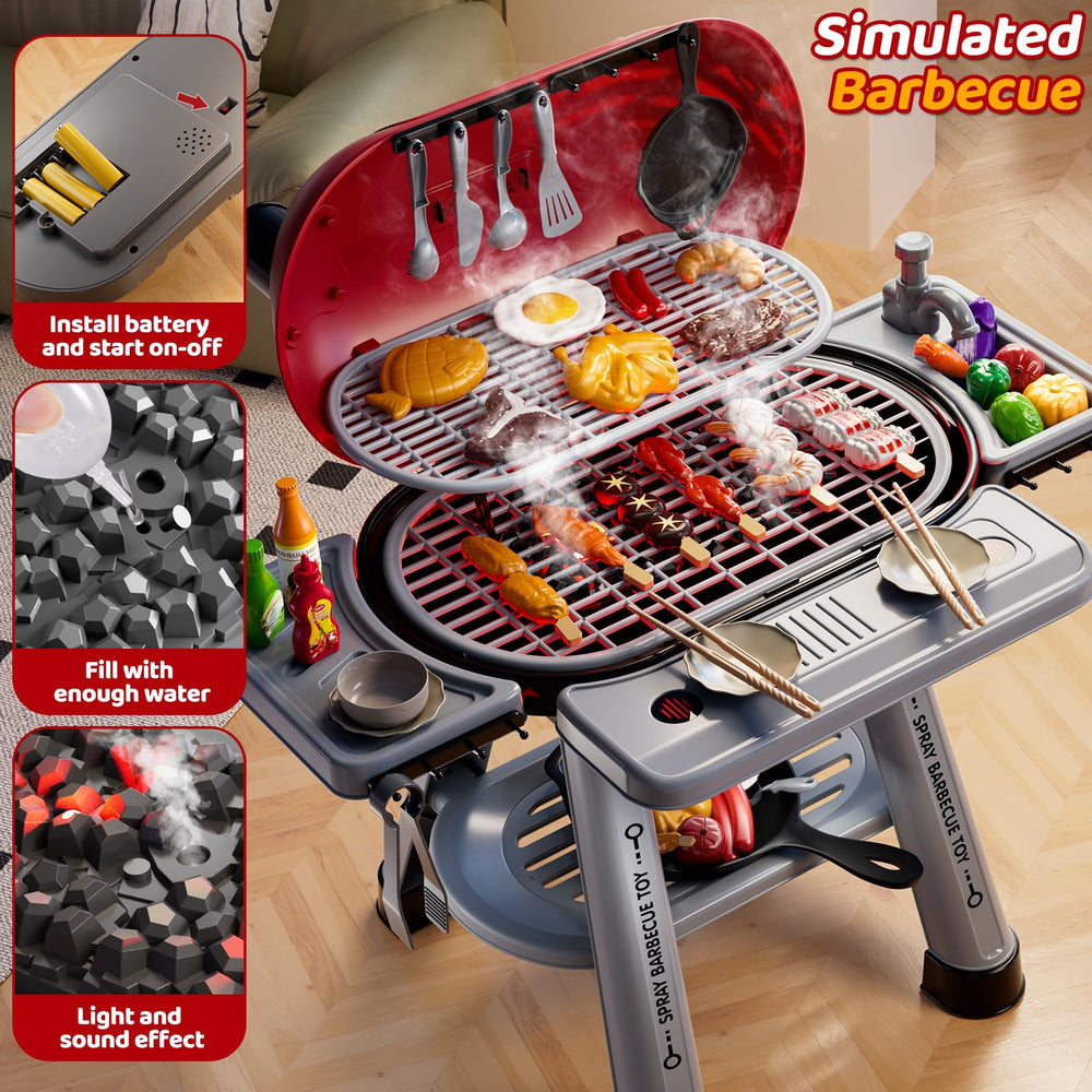 KIZONLY Interactive grill accessories, including tongs and kebabs