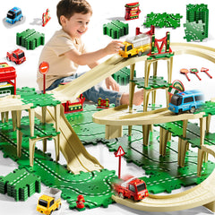 KIZONLY Puzzle Racer 4tier track set for multi-level floor play with kids.