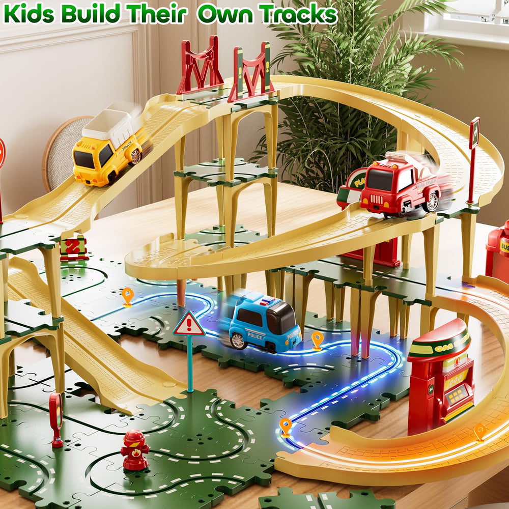KIZONLY Puzzle Racer police car introduces pretend traffic control during play.