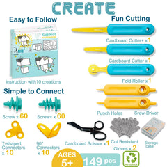 Kizzikids Explore Cardboard Cutter in use with safe grip for precise cuts.