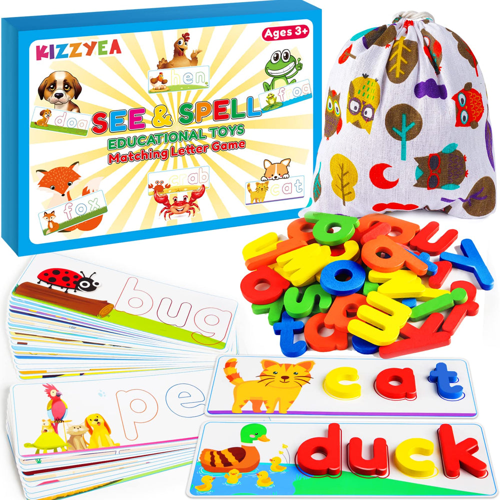 KIZZYEA learning letter flash cards for early reading and word building
