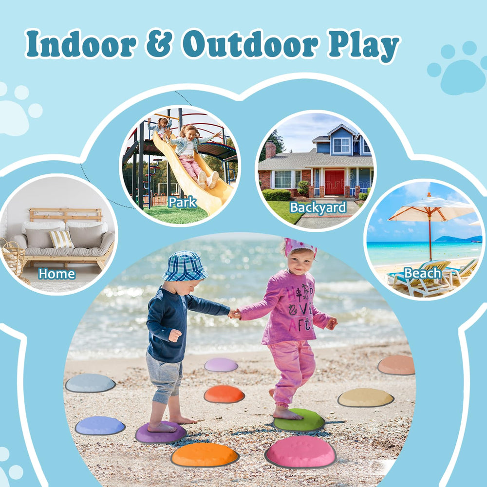 KJR Stepping Stones create versatile obstacle paths for playdates and family fun.
