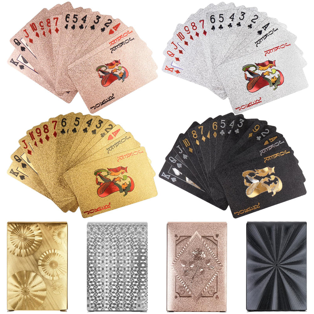 KKONHII gold foil playing cards with water-resistant finish for easy cleanup during games