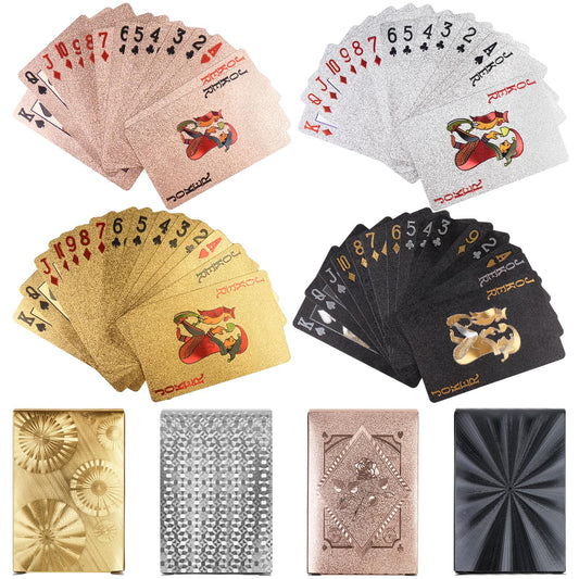 KKONHII gold foil playing cards with water-resistant finish for easy cleanup during games