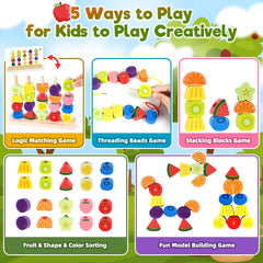 KLAPTOR colorful wooden beads stacking set enhances hand-eye coordination through play.