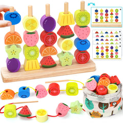 KLAPTOR Montessori wooden beads sequencing stand helps kids practice ordering.