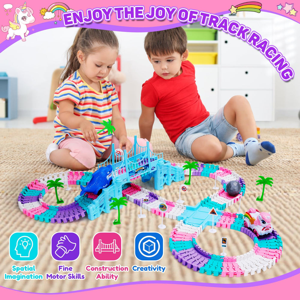 KLAPTOR shark race track car on colorful track for durable kid-friendly design