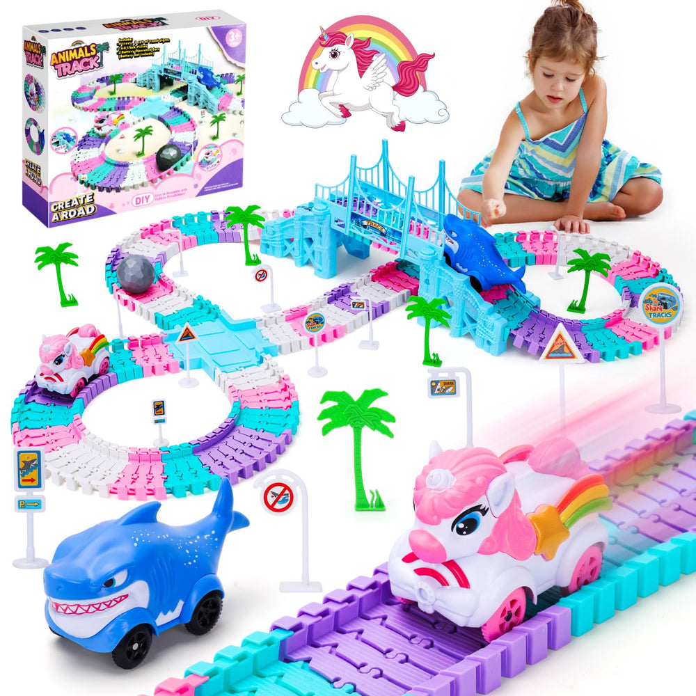 KLAPTOR unicorn race track car set for imaginative play and STEM learning