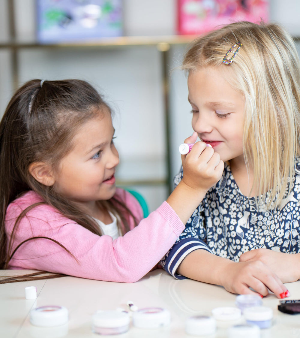 Klee Naturals Honeymallow Pink eye shadow pan shows gentle shimmer for kids.