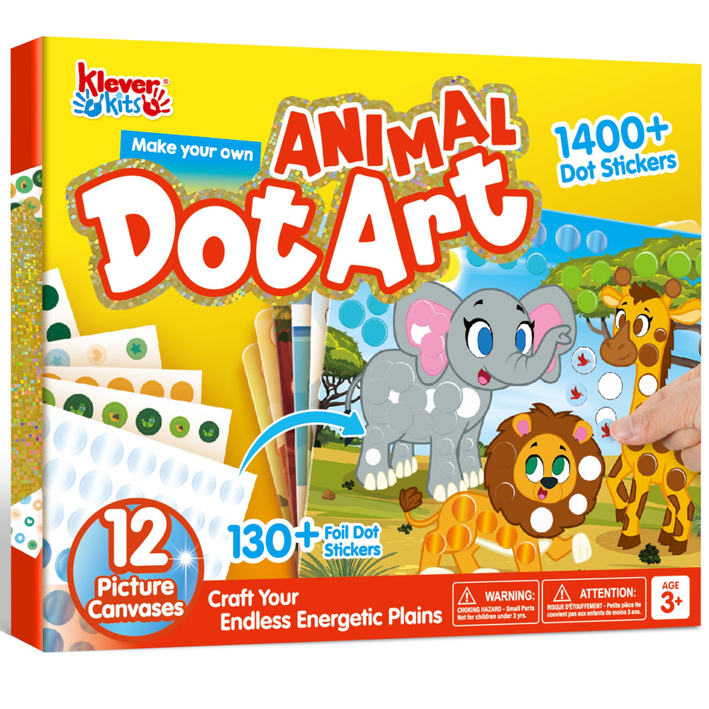 Klever Kits animal canvas collection with vibrant dots for creative storytelling
