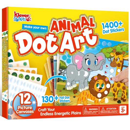 Klever Kits animal canvas collection with vibrant dots for creative storytelling