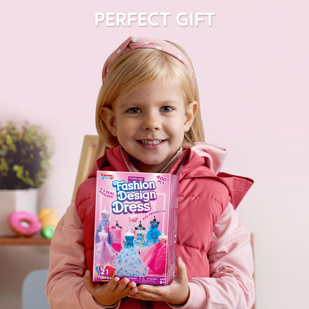 Klever Kits gift-ready fashion design set that inspires birthday excitement.