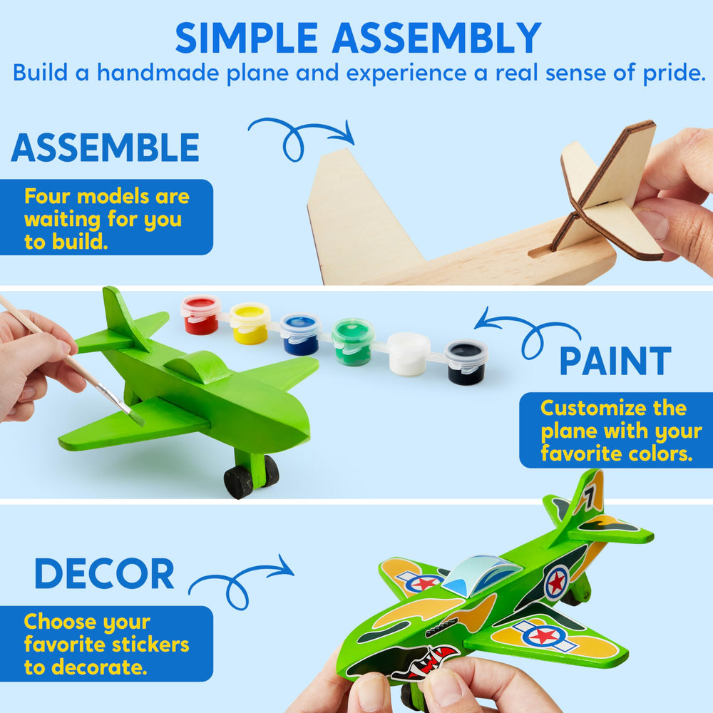 Klever Kits flight jet wooden aircraft perfect for creative coloring sessions.
