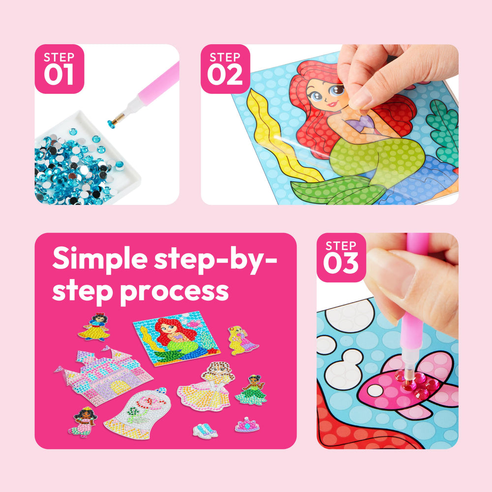 Klever Kits princess designs featuring castles for imaginative glittering art