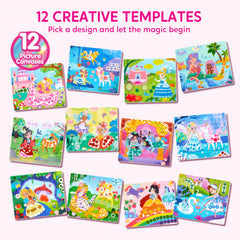 Klever Kits Princess Dot Art Kit sticker sheets with 1,180+ stickers for vibrant scenes.