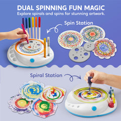 Klever Kits spin art papers lined up for vibrant, mess-contained creativity.