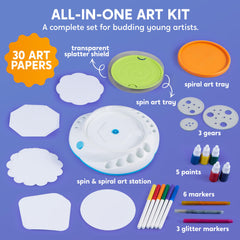 Klever Kits spin art tray shown for controlled paint flow and easy cleanup.