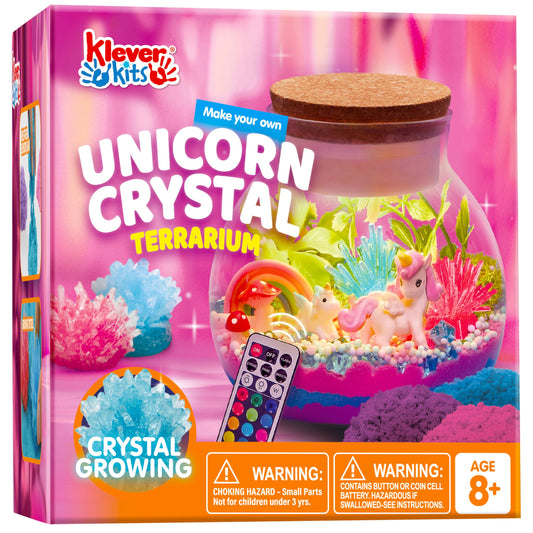 Klever Kits unicorn terrarium kit featuring unicorn figures for imaginative play