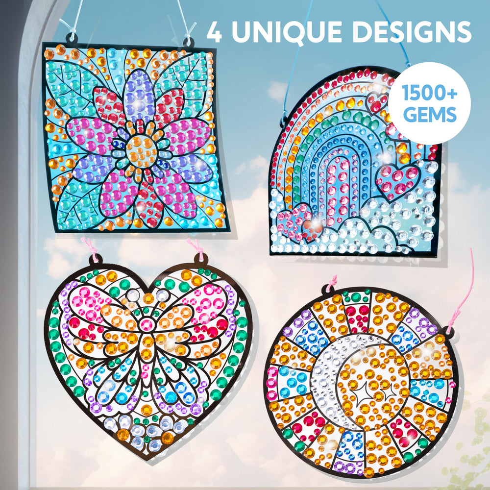 Klever Kits sun suncatcher brightens windows during crafts and color matching.