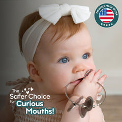 Kleynimals bunny teether supports chewing and exploration with metal design.