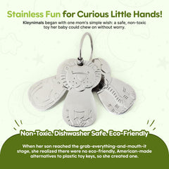 Kleynimals zebra key toy supports tactile discovery and safety.