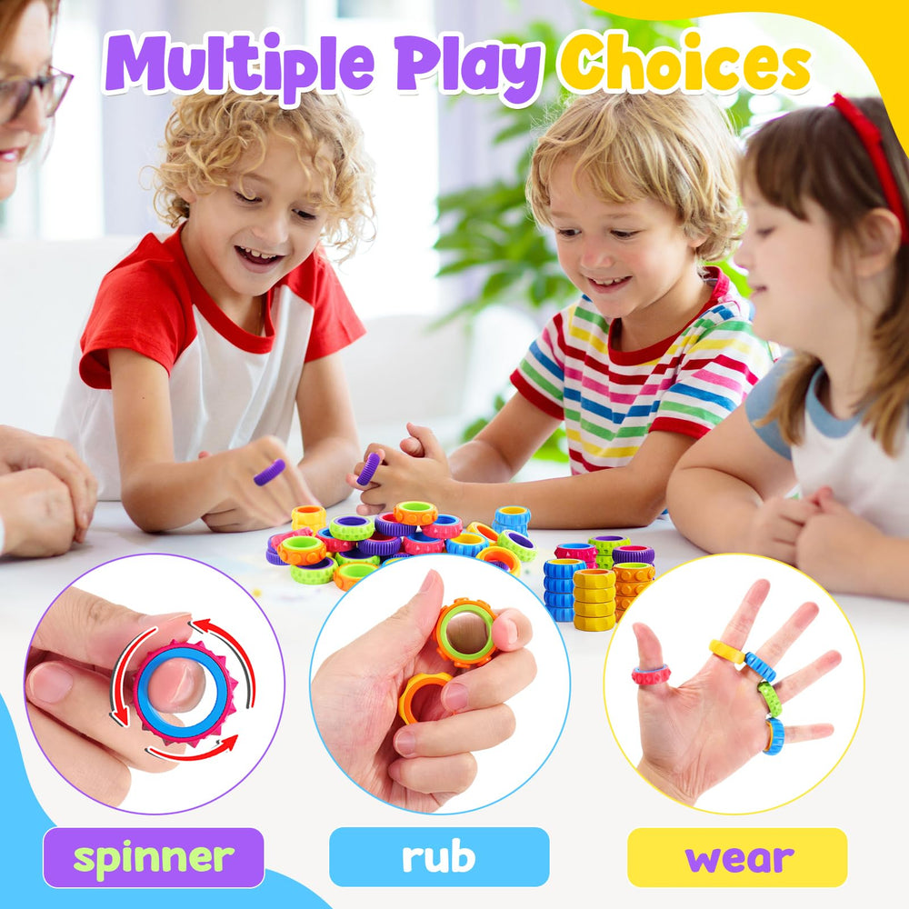 KLT fidget ring texture variety with six tactile patterns for sensory play